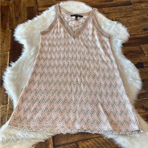 White House Black Market Pink and Cream Chevron Camisole